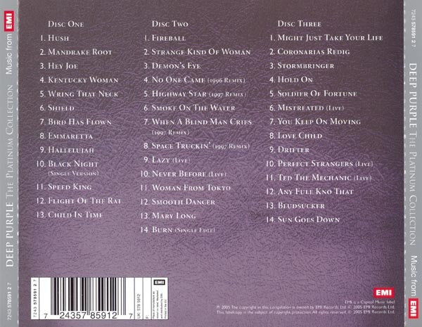 CD Deep Purple ‎– The Platinum Collection 2ª Mano - Image 2