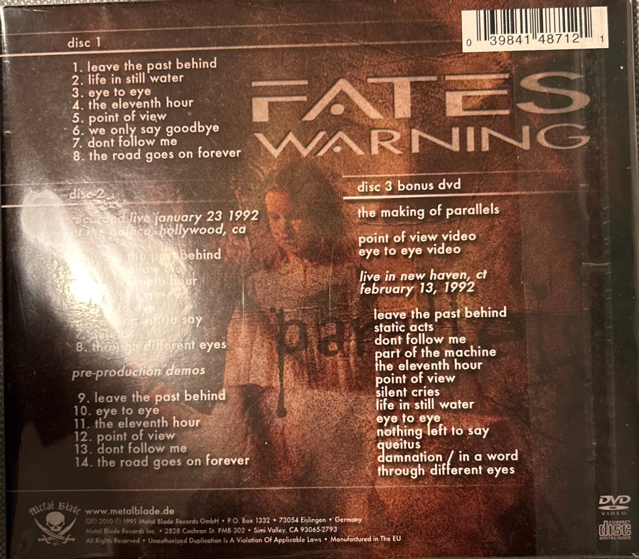 CD Fates Warning ‎– Parallels 2ª Mano - Image 2