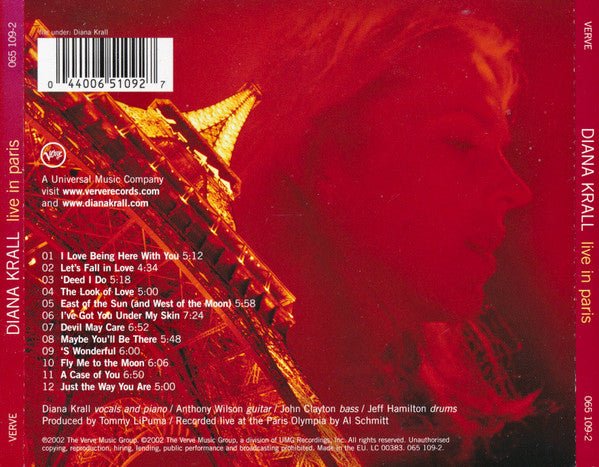 CD Diana Krall ‎– Live In Paris 2ª Mano - Image 2