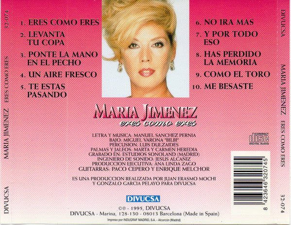 CD Maria Jimenez – Eres Como Eres 2ª Mano - Image 2