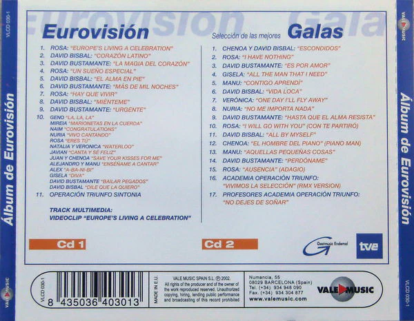 CD Academia Operacion Triunfo ‎– Álbum De Eurovision 2ª Mano - Image 2
