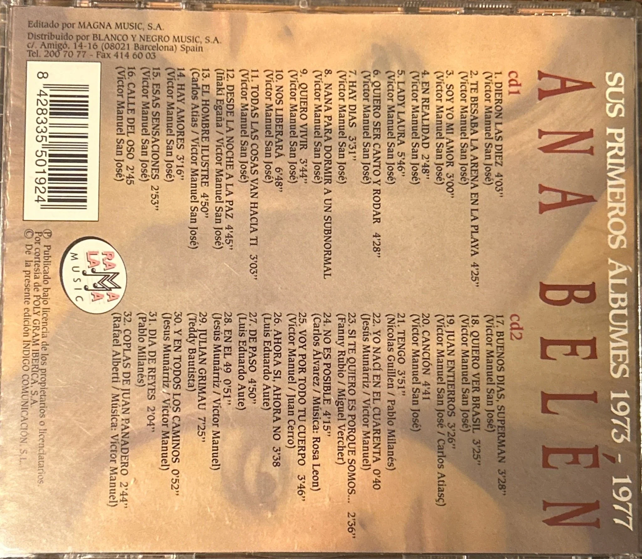 CD Ana Belen ‎– Sus Primeros Álbumes 1973-1977 2ª Mano - Image 2