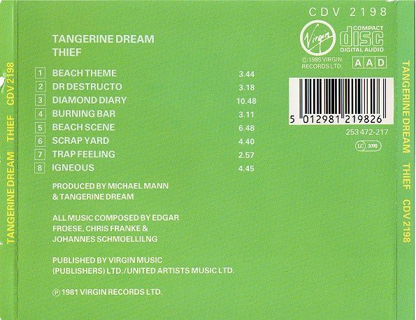CD Tangerine Dream – Thief 2ª Mano - Image 2