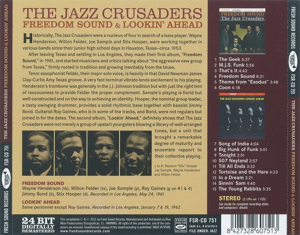CD The Jazz Crusaders ‎– Freedom Sound & Lookin' Ahead  2ª Mano - Image 2