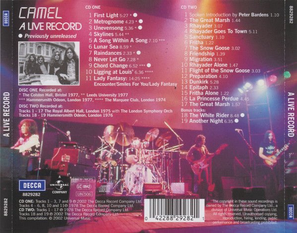CD Camel ‎– A Live Record Nuevo precintado - Image 2
