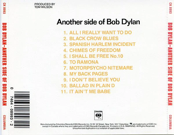 CD Bob Dylan – Another Side Of Bob Dylan Ed. Americana 2ª Mano - Image 2