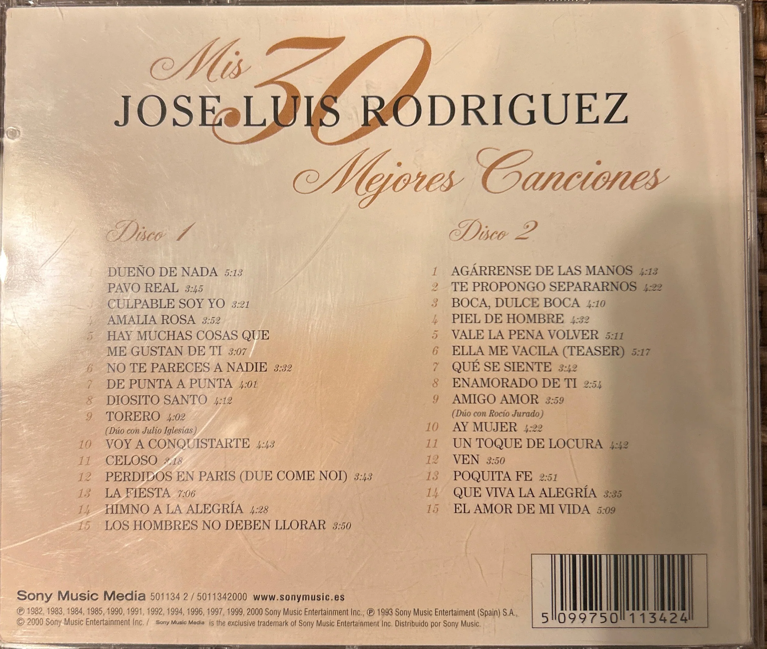 CD José Luis Rodríguez ‎– Mis 30 Mejores Canciones 2ª Mano - Image 2