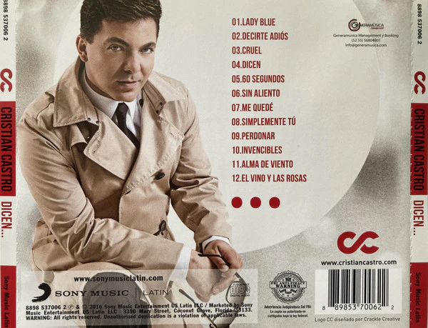 CD Cristian Castro ‎– Dicen... Nuevo precintado - Image 2
