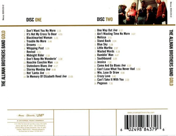 CD The Allman Brothers Band ‎– Gold Nuevo precintado - Image 2