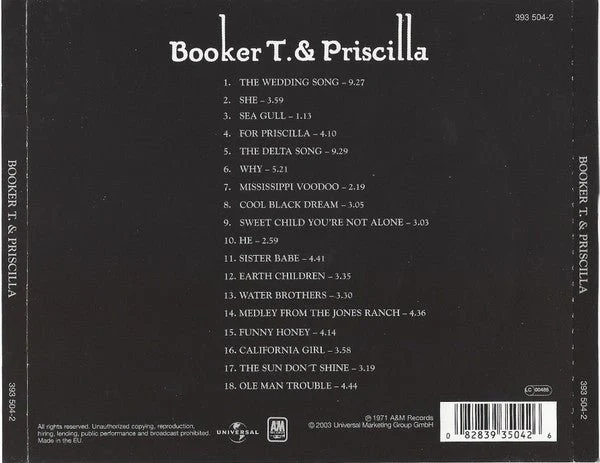 CD Booker T. & Priscilla ‎– Booker T. & Priscilla Nuevo precintado - Image 2