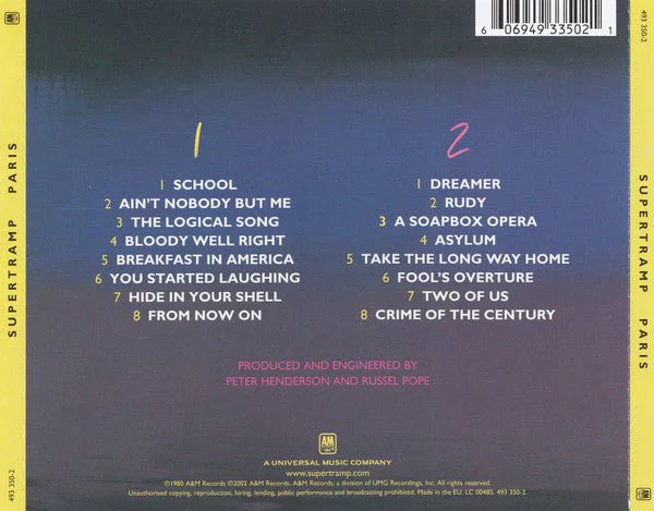 CD Supertramp ‎– Paris Nuevo precintado - Image 2