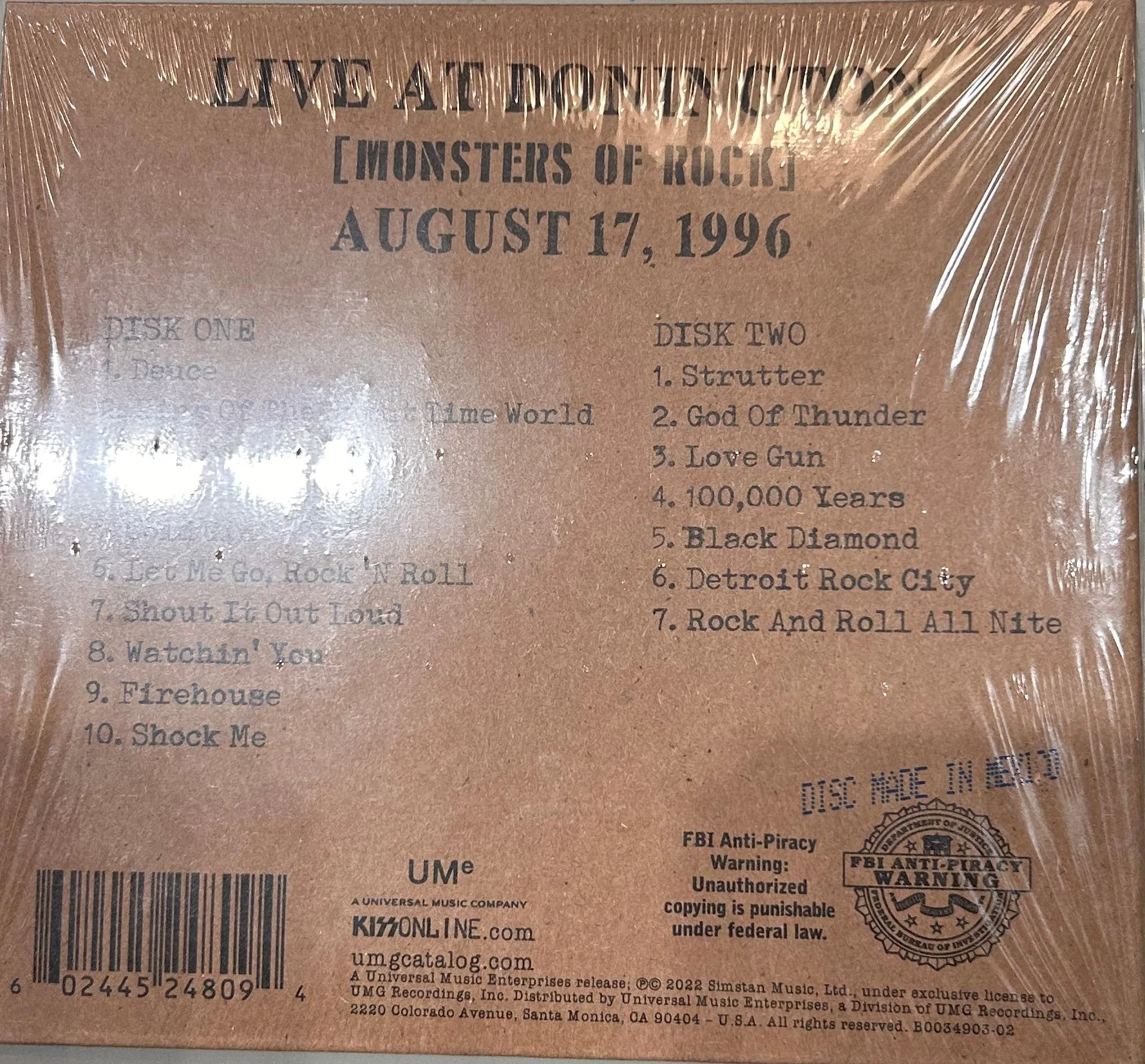 CD Kiss – Off The Soundboard Live At Donington (Monsters Of Rock) August 17, 1996 Nuevo precintado - Image 2