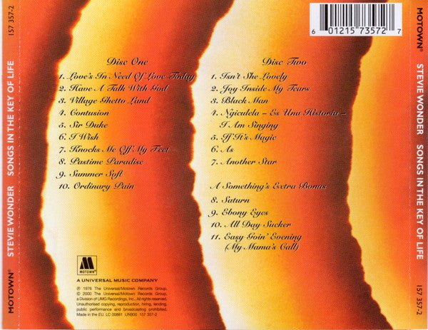 CD Stevie Wonder – Songs In The Key Of Life Nuevo precintado - Image 2