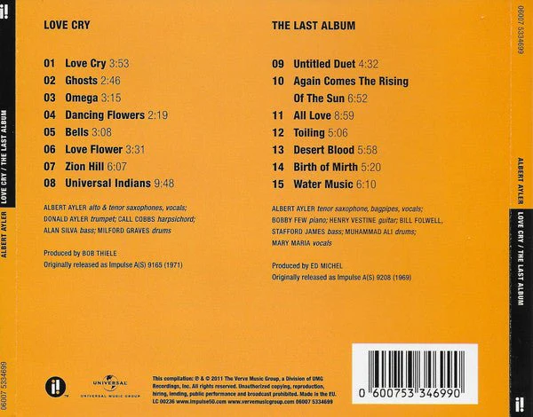 CD Albert Ayler ‎– Love Cry / The Last Album Nuevo precintado - Image 2