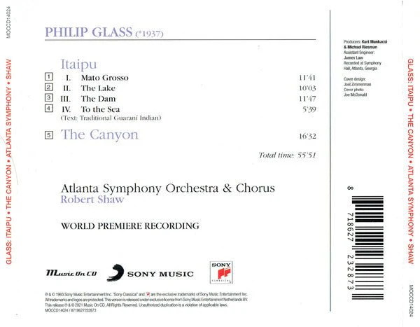 CD Philip Glass, Atlanta Symphony Orchestra & Chorus, Robert Shaw – Itaipu / The Canyon Nuevo precintado - Image 2