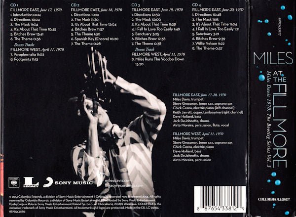 CD Miles Davis – At The Fillmore (Miles Davis 1970: The Bootleg Series Vol. 3) Nuevo precintado - Image 2