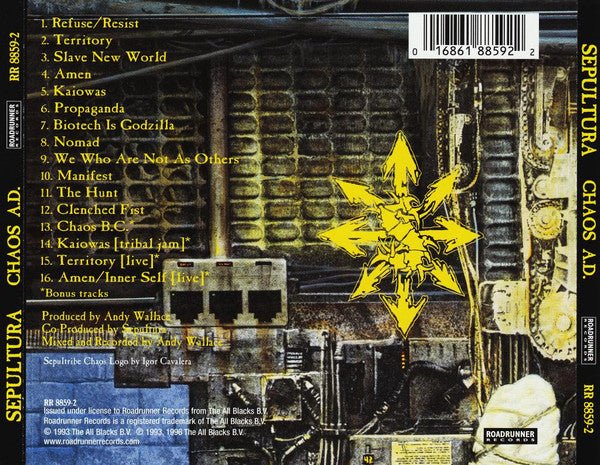 CD Sepultura ‎– Chaos A.D. Nuevo precintado - Image 2