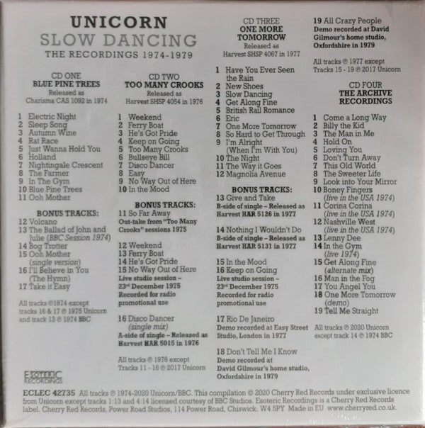 CD Unicorn  ‎– Slow Dancing (The Recordings 1974 -1979) Nuevo precintado - Image 2