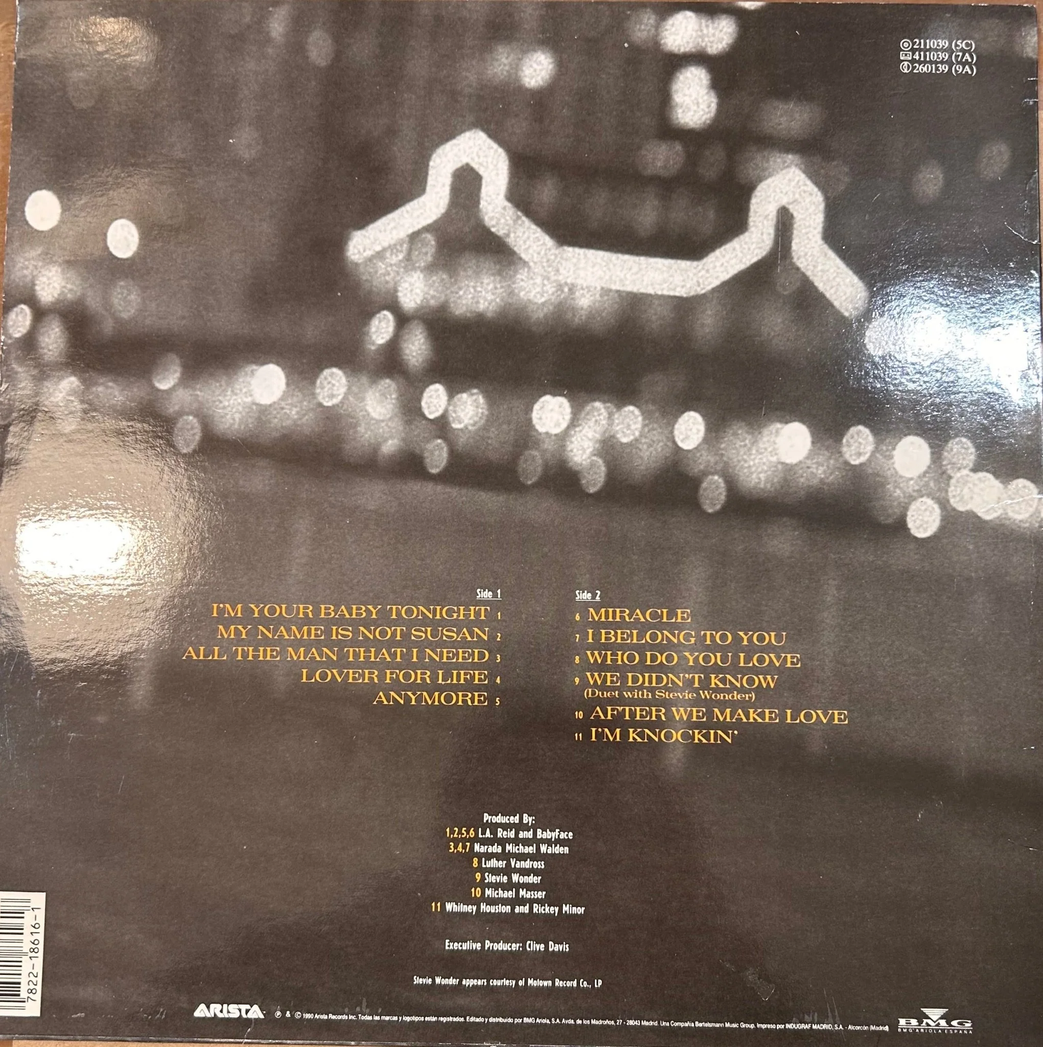 LP Whitney Houston ‎– I'm Your Baby Tonight 2ª Mano - Image 2