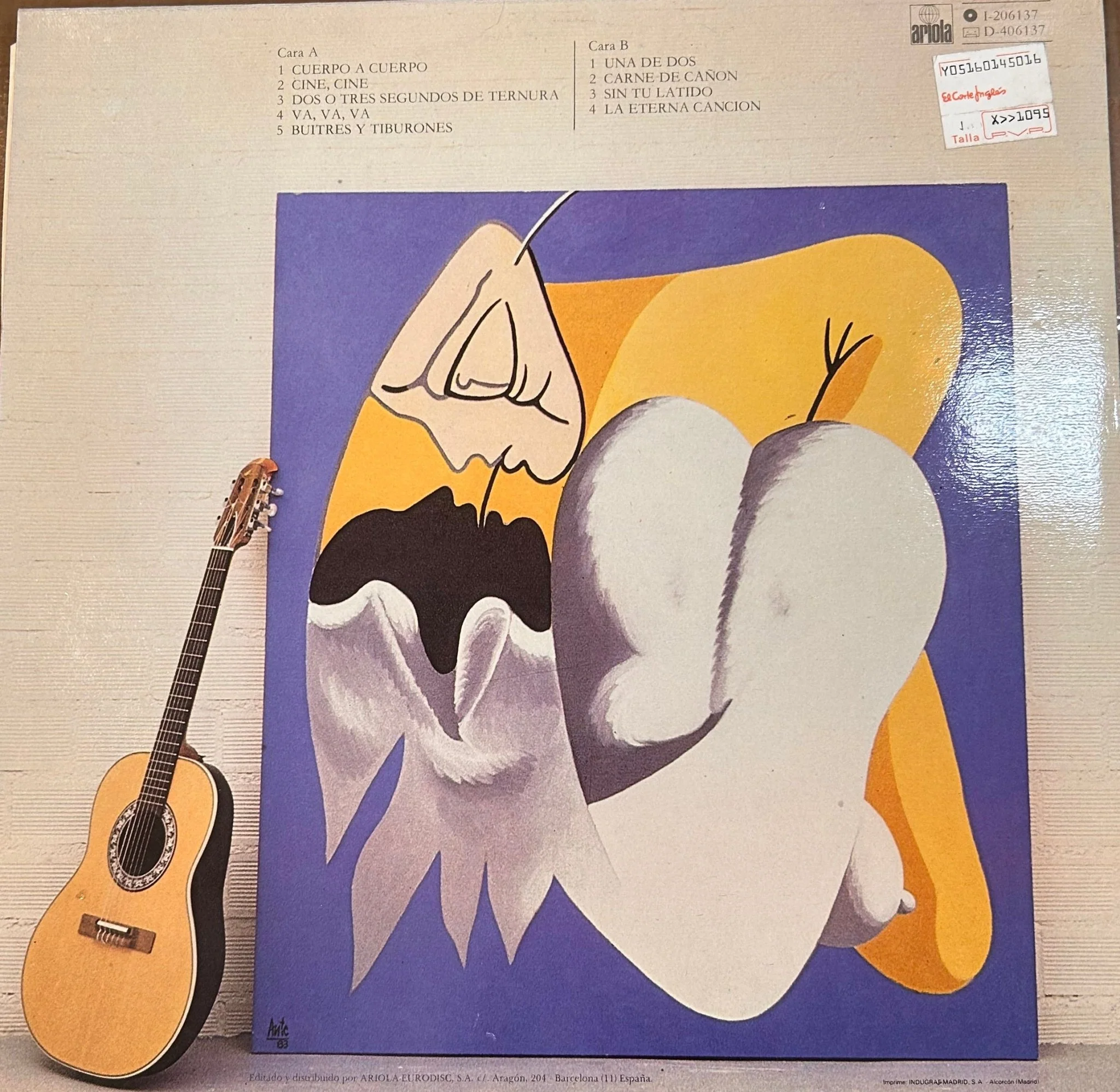 LP Luis Eduardo Aute ‎– Cuerpo A Cuerpo 2ª mano - Image 2