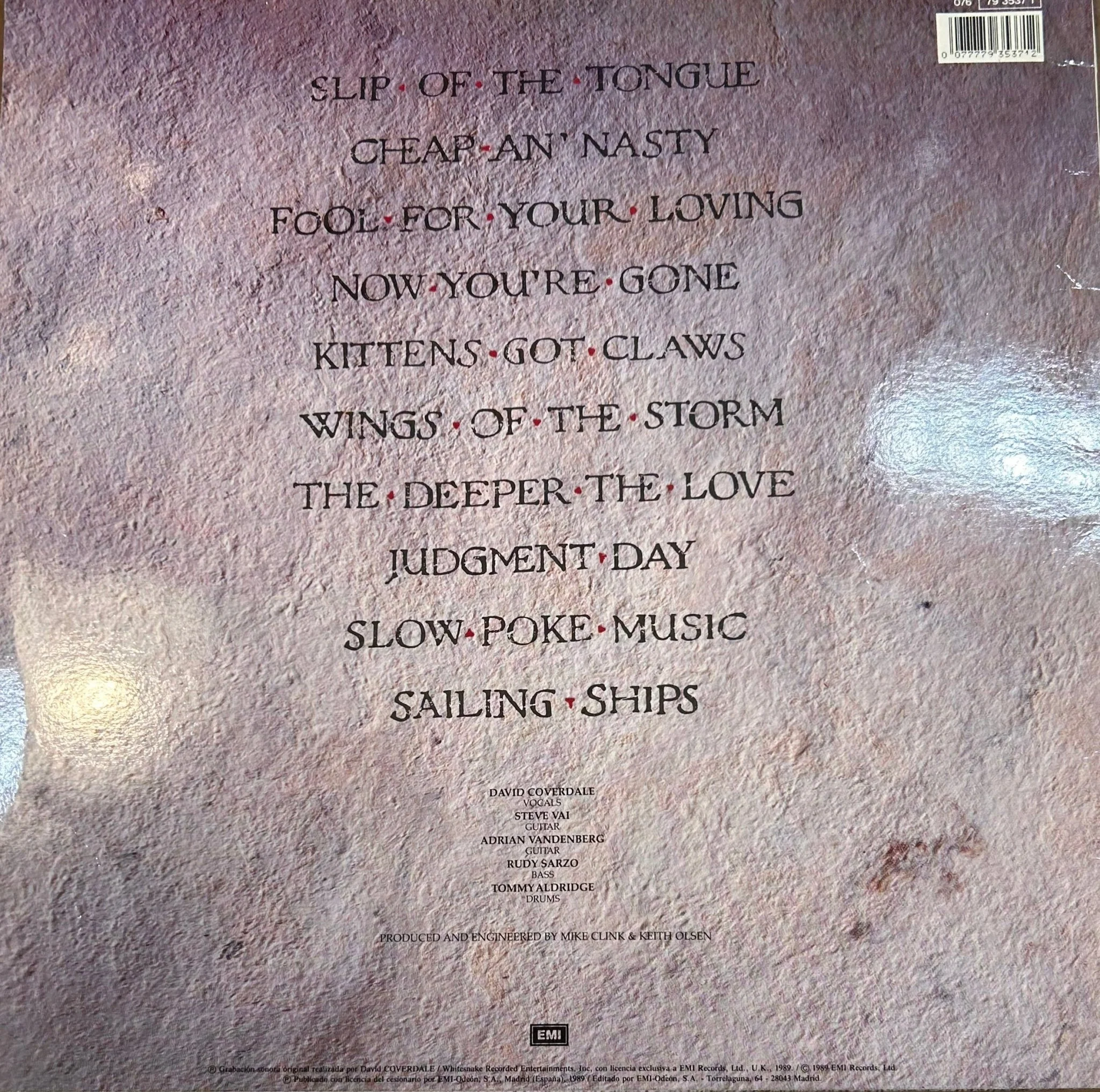 LP Whitesnake ‎– Slip Of The Tongue 2ª mano - Image 2