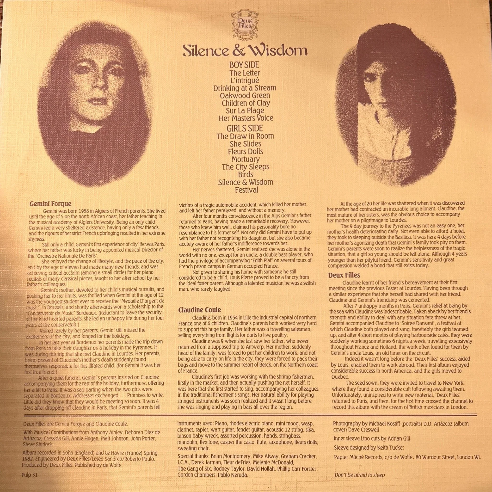 LP Deux Filles ‎– Silence & Wisdom 2ª Mano - Image 2