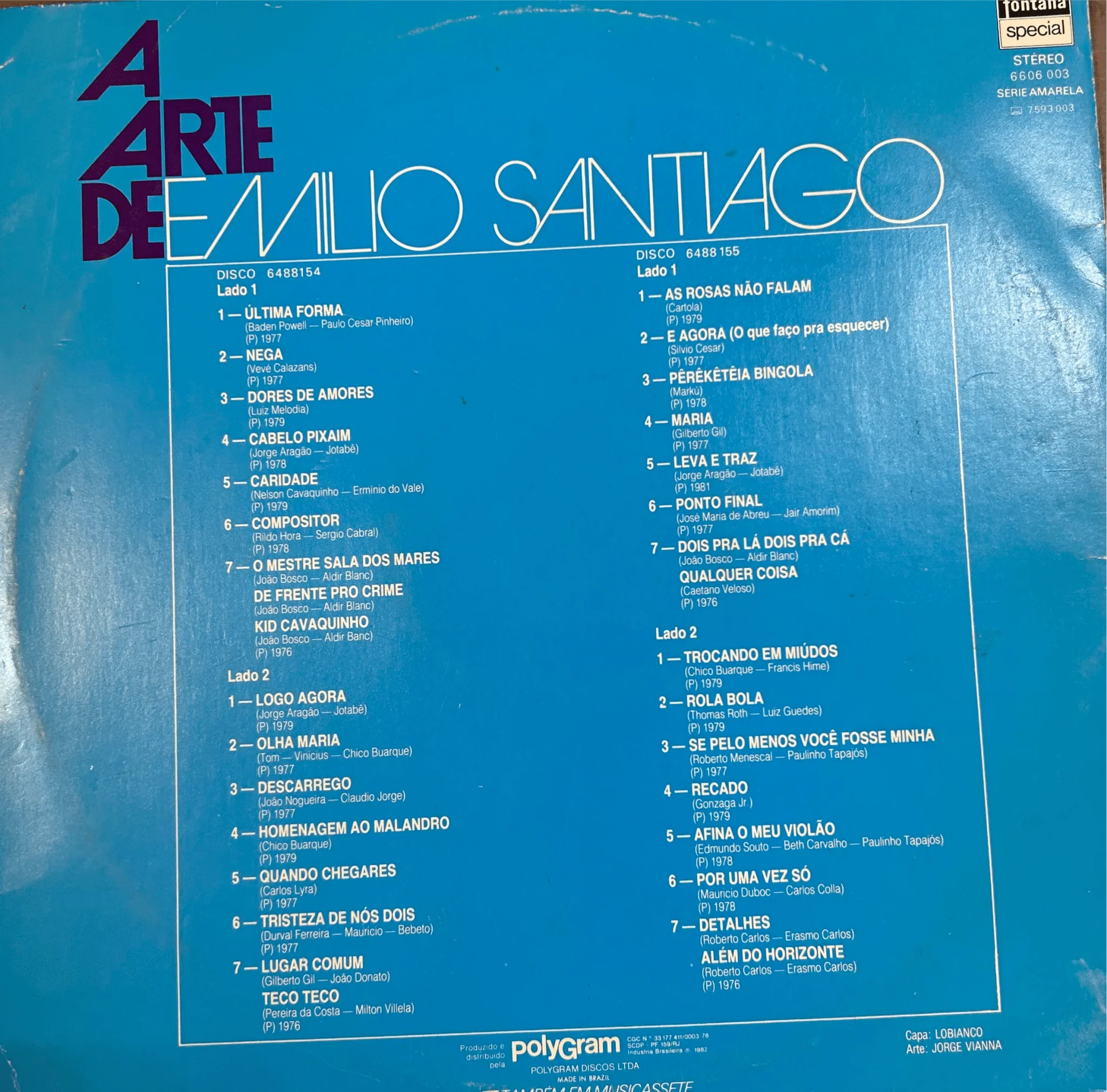 LP Emilio Santiago – A Arte De Emilio Santiago 2ª Mano - Image 2