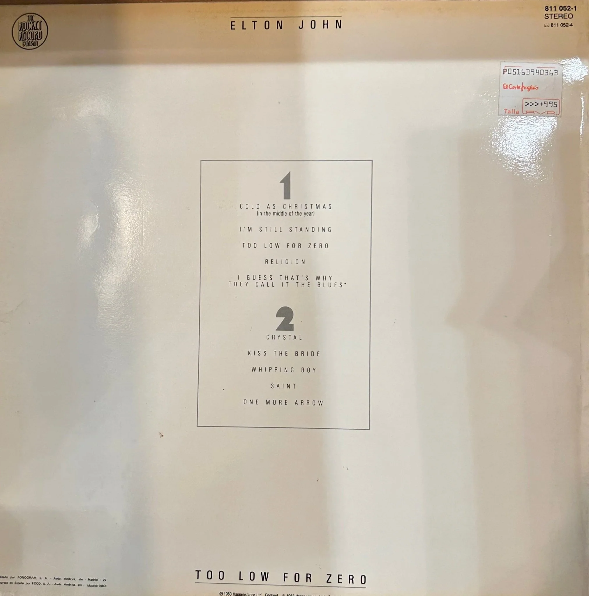 LP Elton John ‎– Too Low For Zero  2ª mano - Image 2