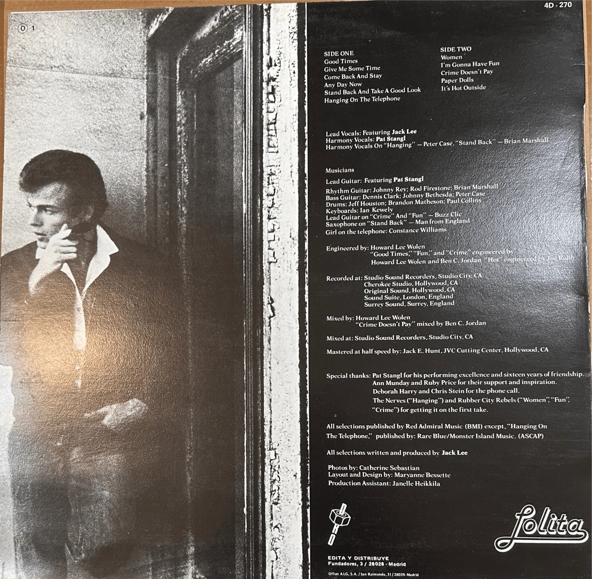 LP Jack Lee ‎– Jack Lee's Greatest Hits Vol.1 2ª mano - Image 2