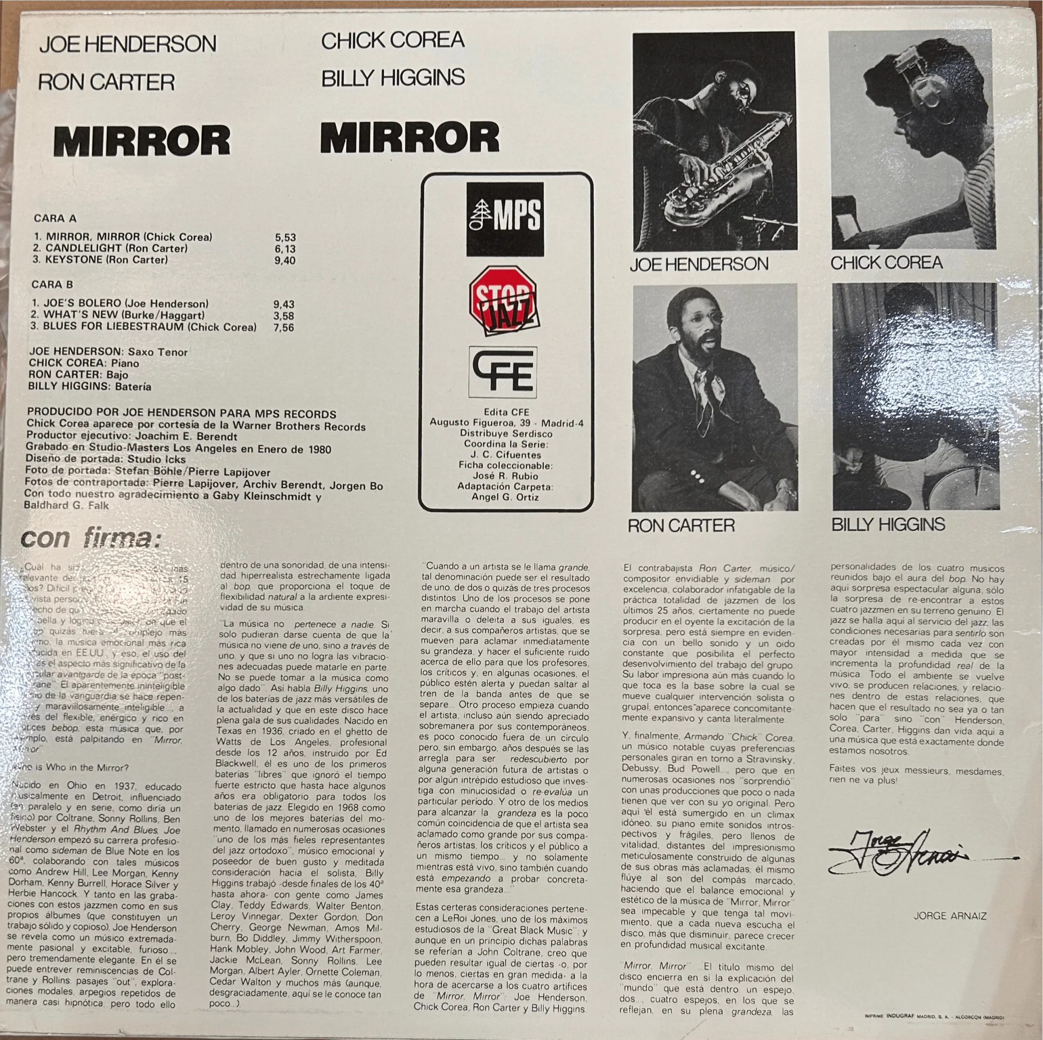 LP Joe Henderson • Chick Corea • Ron Carter • Billy Higgins ‎– Mirror, Mirror 2ª Mano - Image 2