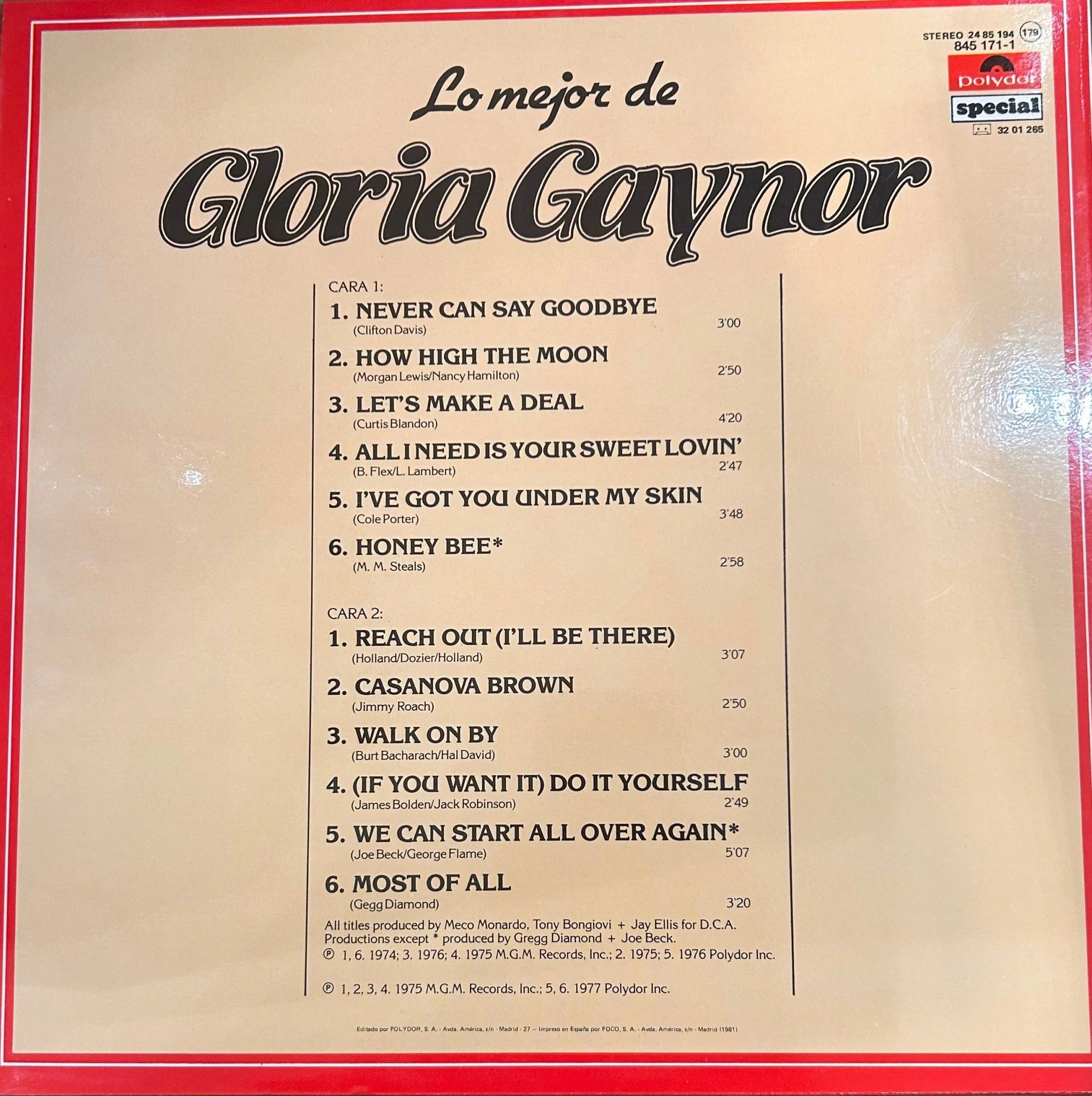LP Gloria Gaynor ‎– Lo Mejor De Gloria Gaynor 2ª Mano - Image 2