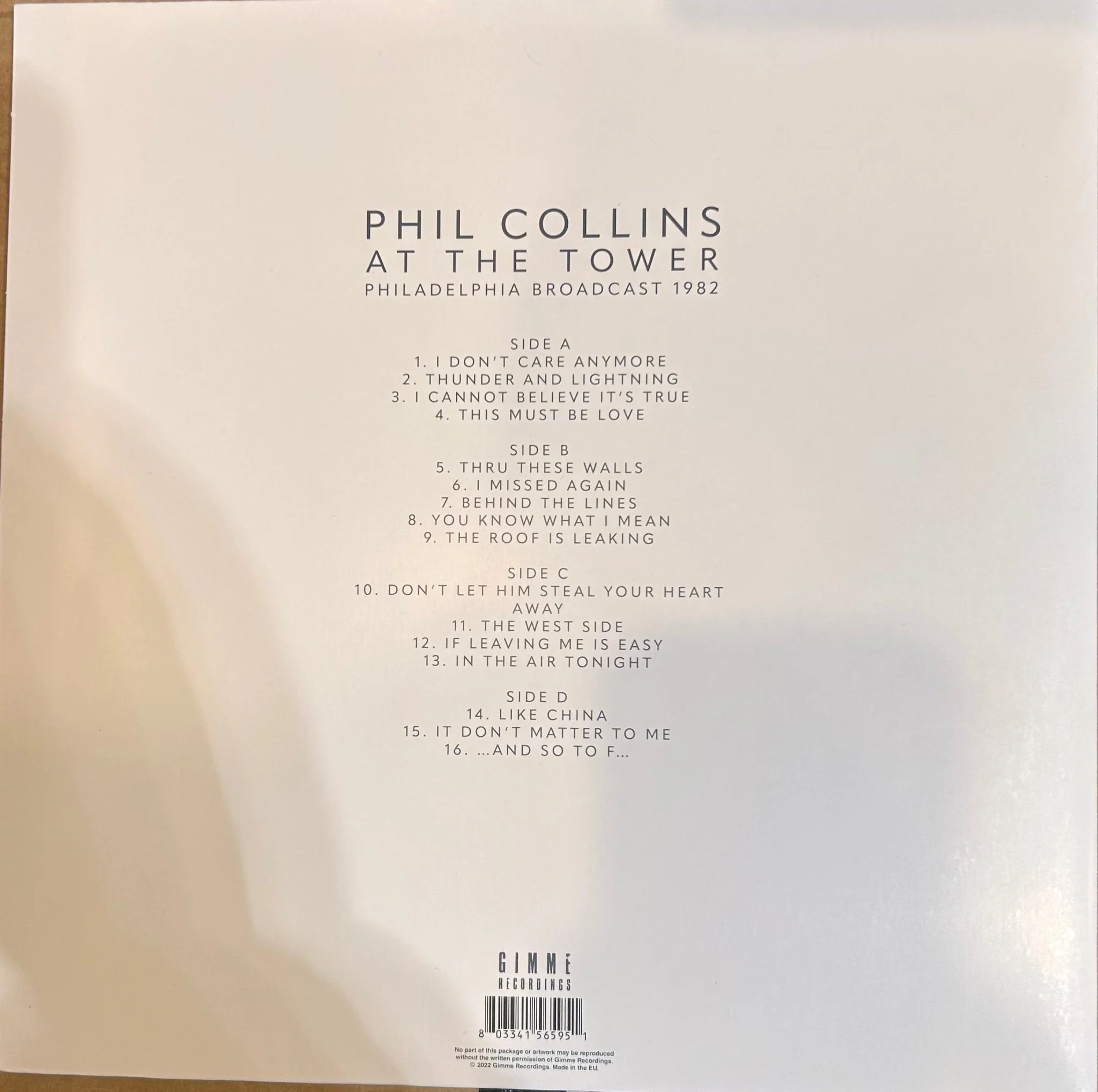LP Phil Collins – At The Tower - Philadelphia Broadcast 1982  2ª mano - Image 2