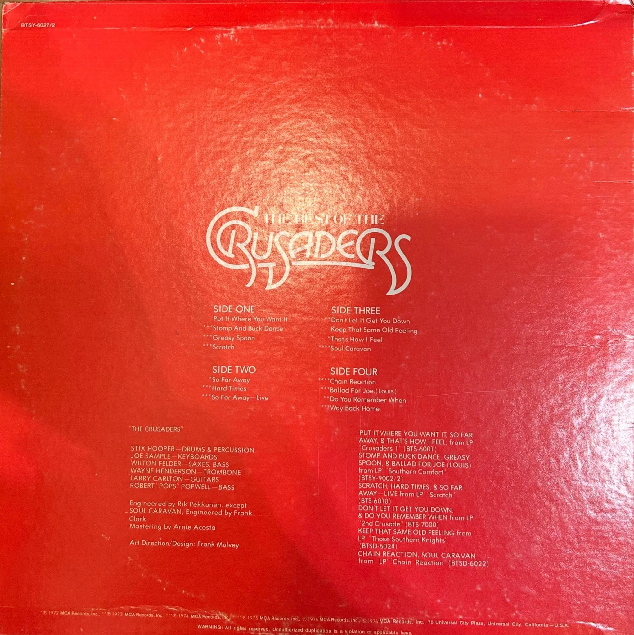 LP The Crusaders – The Best Of The Crusaders 2ª Mano - Image 2