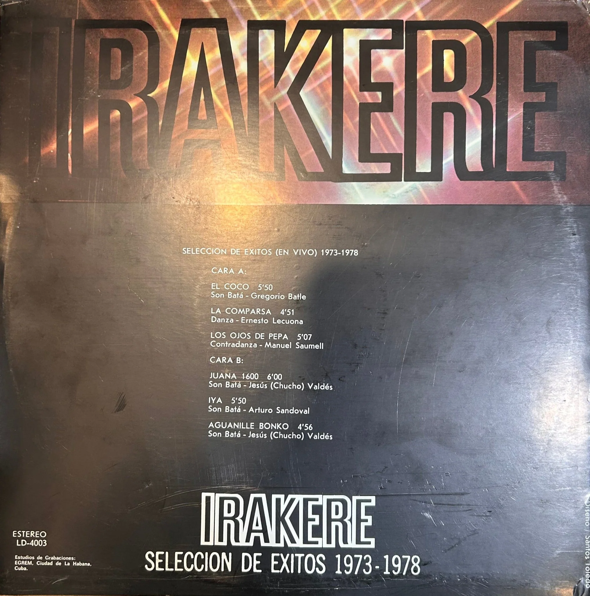 LP Irakere ‎– Seleccion De Exitos 1973 - 1978 Volumen 1 2ª Mano - Image 2