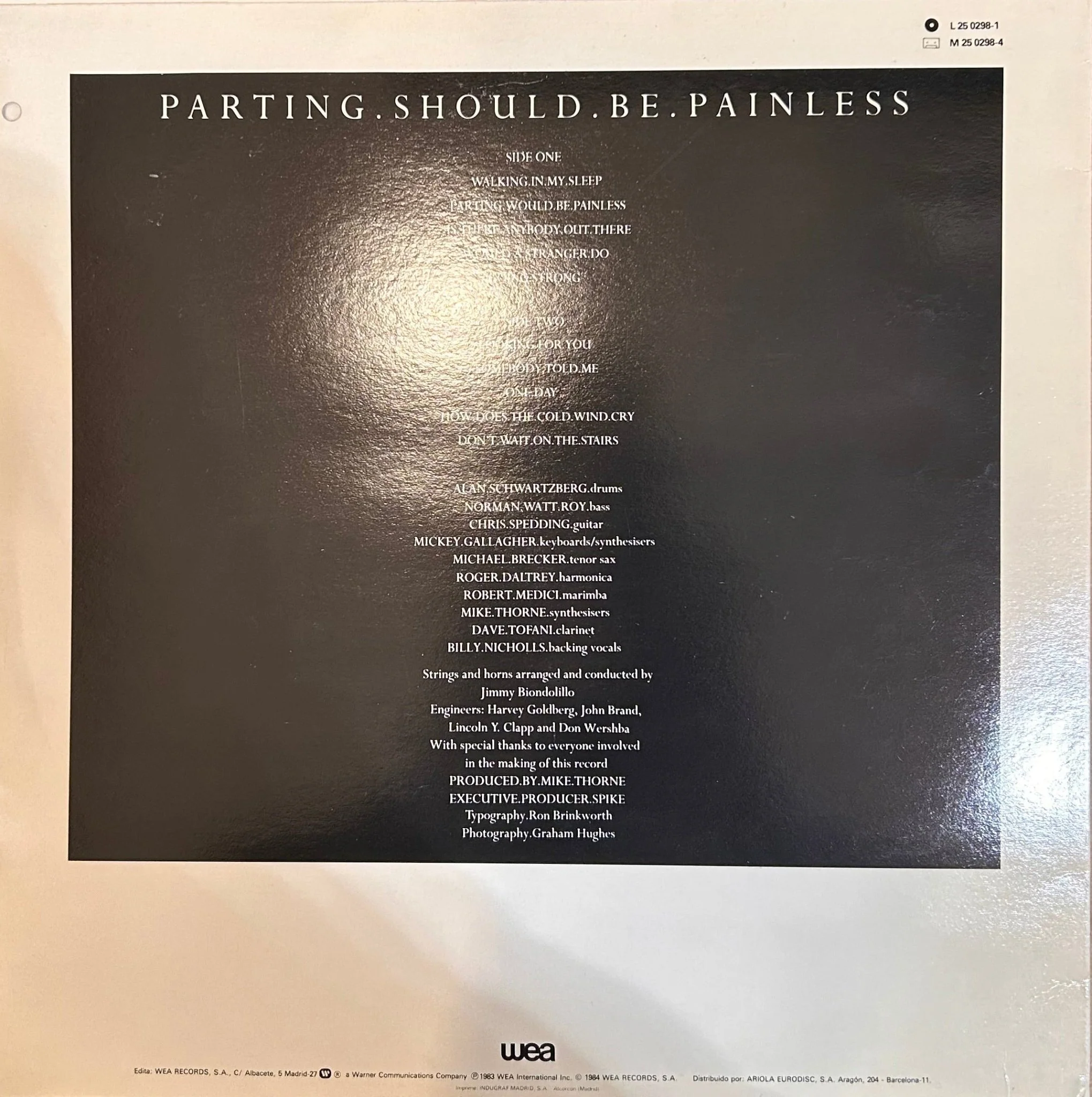 LP Roger Daltrey ‎– Parting Should Be Painless 2ª mano - Image 2