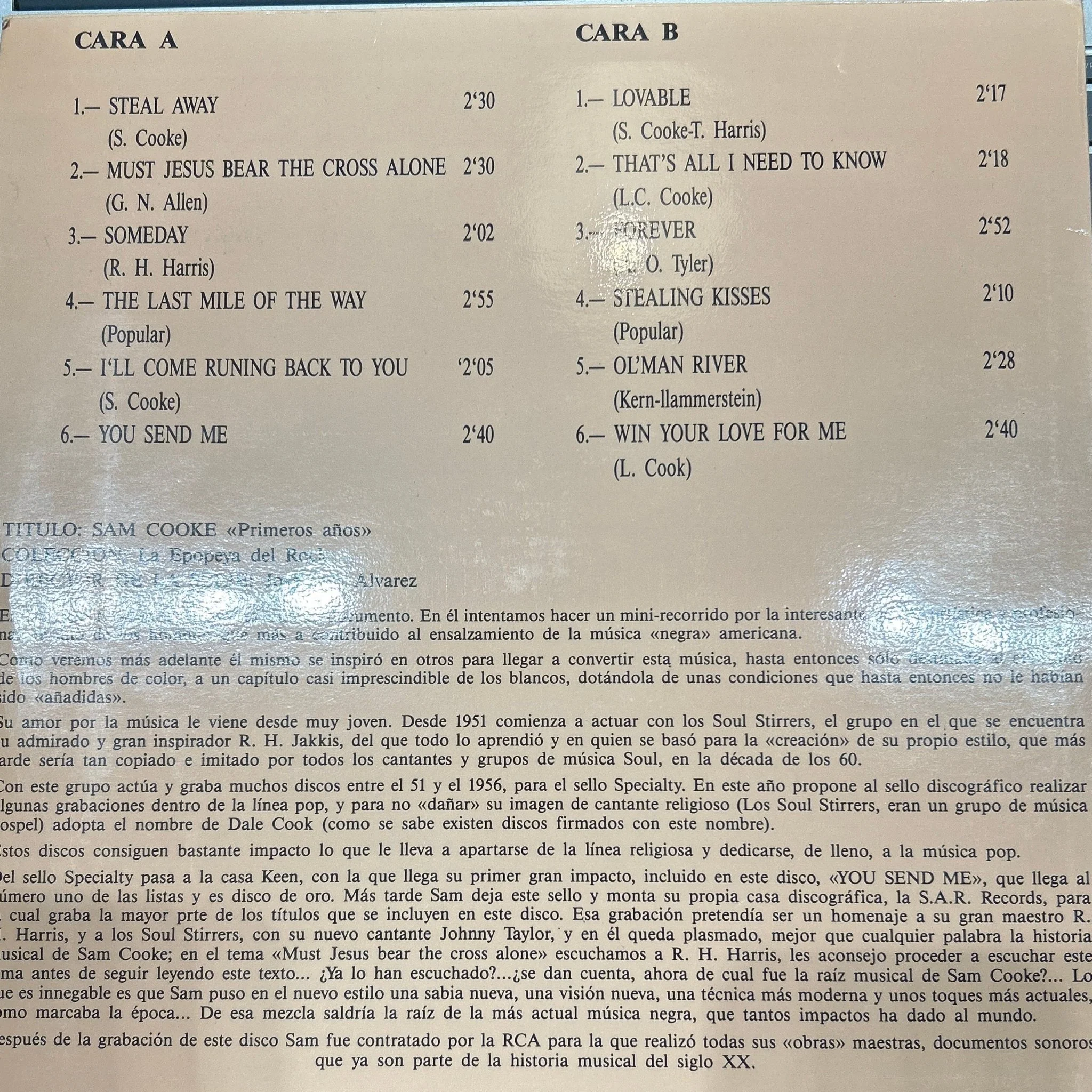 LP Sam Cooke ‎– Rarezas 2ª mano - Image 2