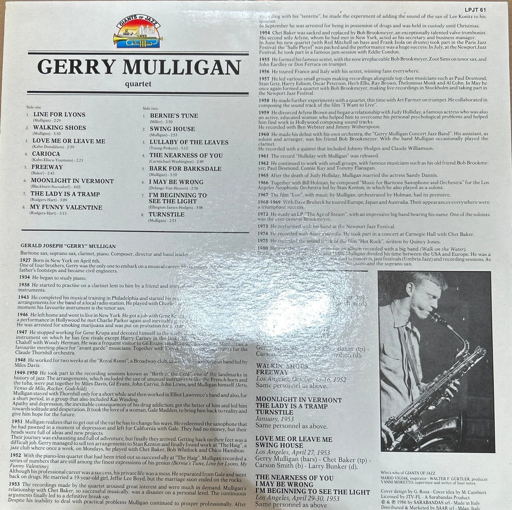 LP Gerry Mulligan Quartet With Chet Baker – Gerry Mulligan Quartet With Chet Baker 2ª Mano - Image 2