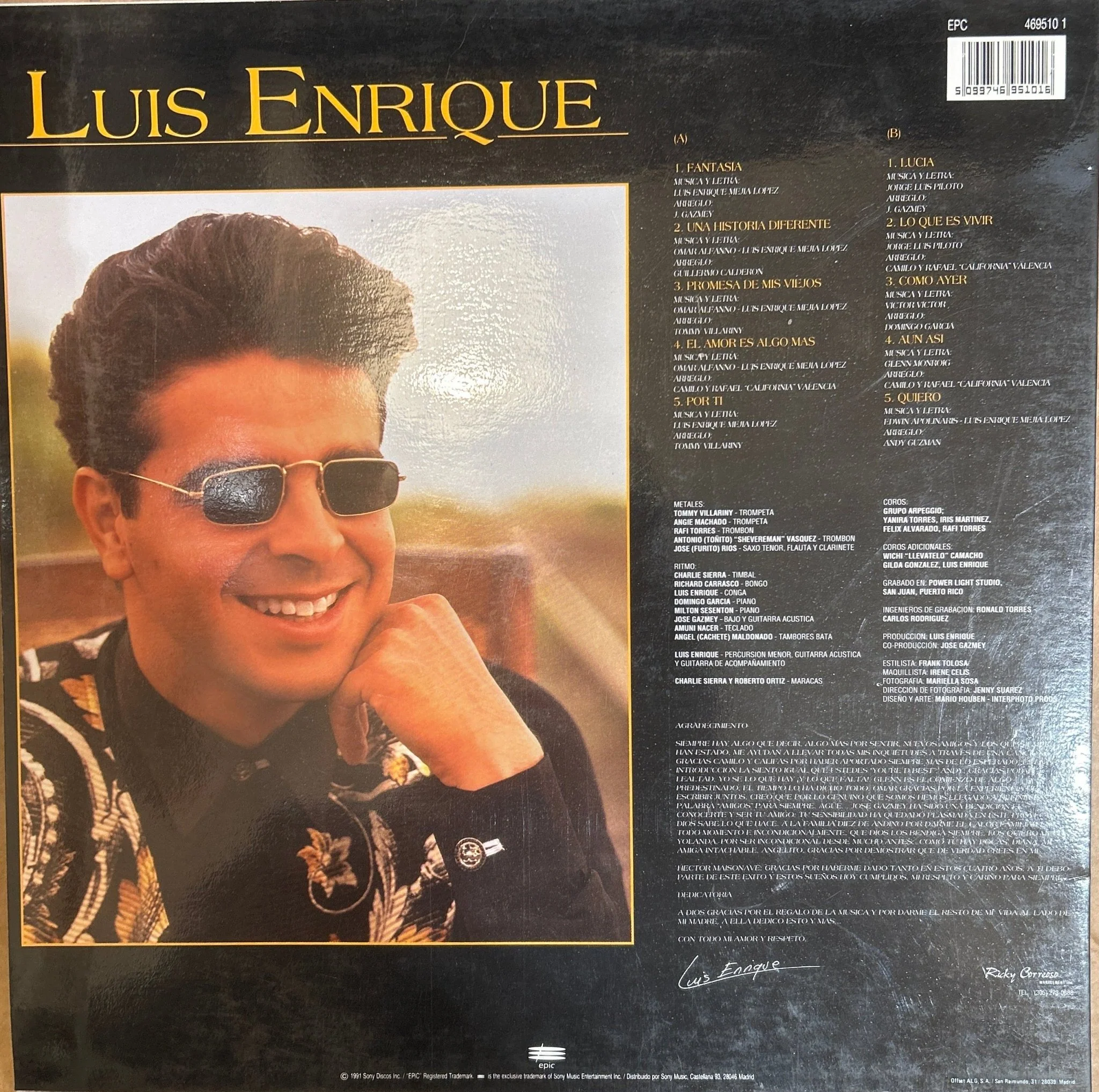 LP Luis Enrique ‎– Una Historia Diferente 2ª Mano - Image 2