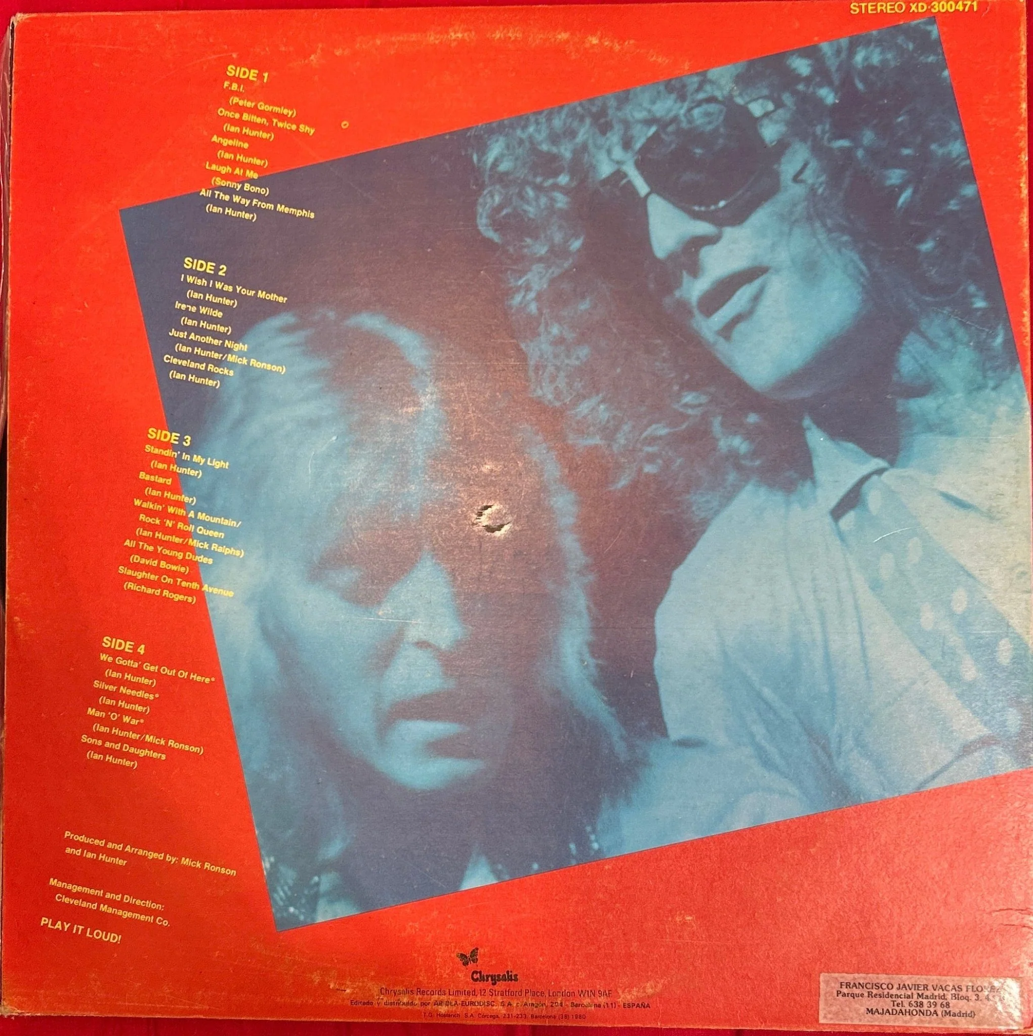 LP Ian Hunter ‎– Welcome To The Club - Live 2ª mano - Image 2