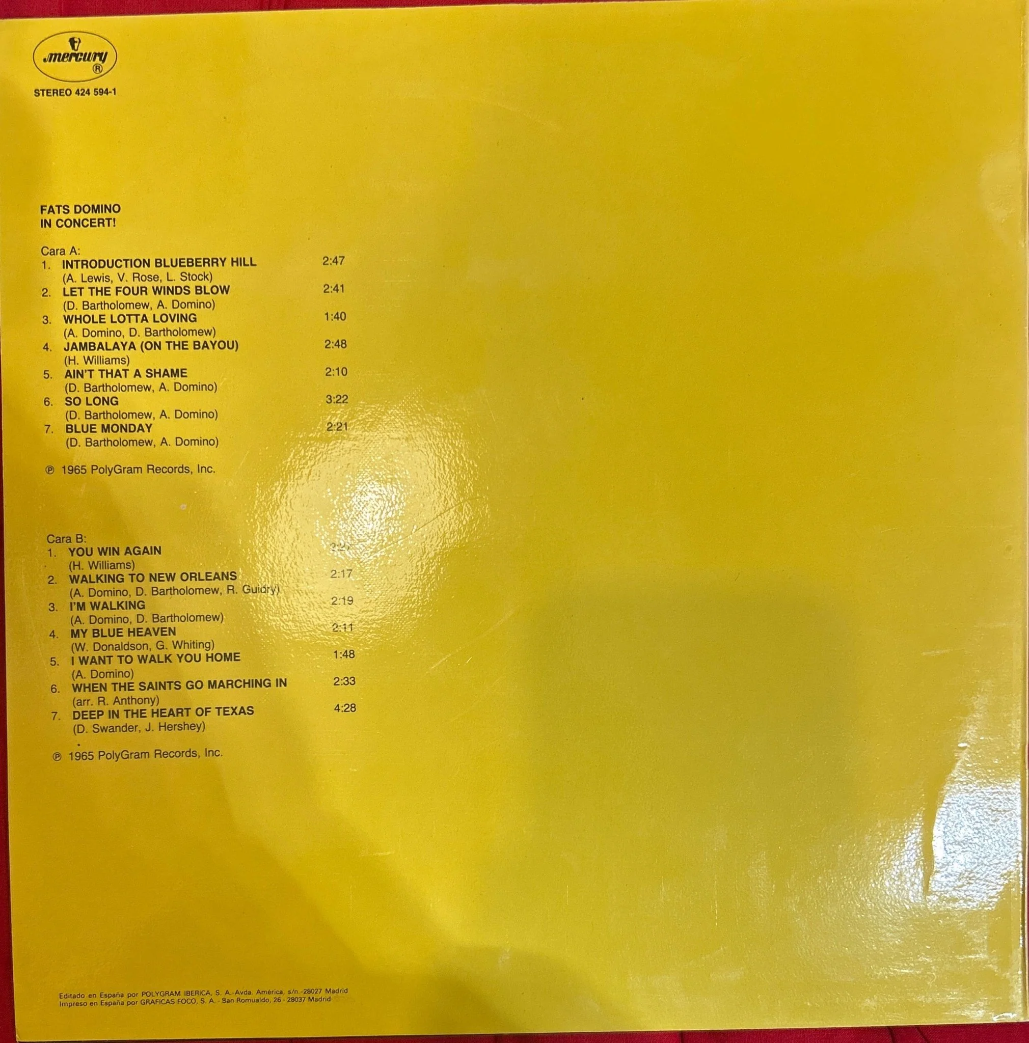 LP Fats Domino ‎– In Concert! 2ª Mano (Producto exclusivo recogida en tienda) - Image 2
