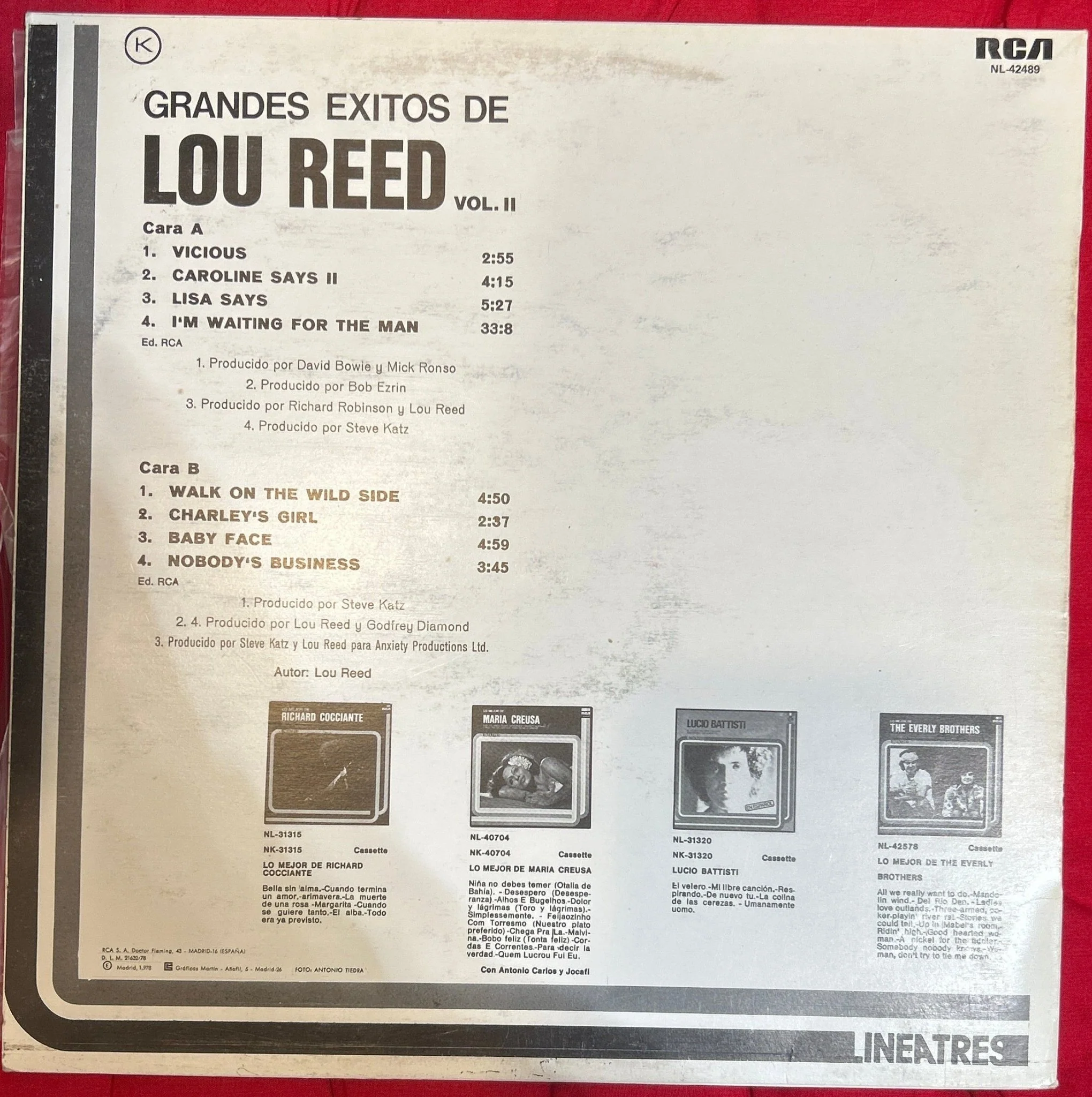 LP Lou Reed – Grandes Exitos De ... Vol. II 2ª Mano - Image 2