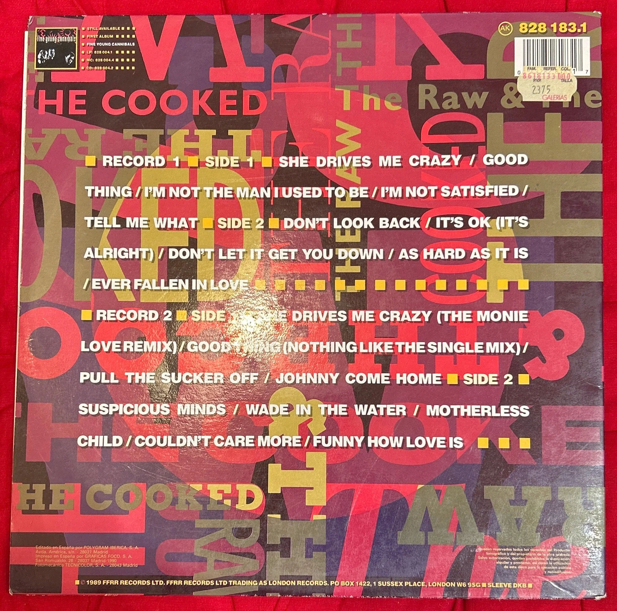 LP Fine Young Cannibals ‎– The Raw & The Cooked 2ª Mano - Image 2