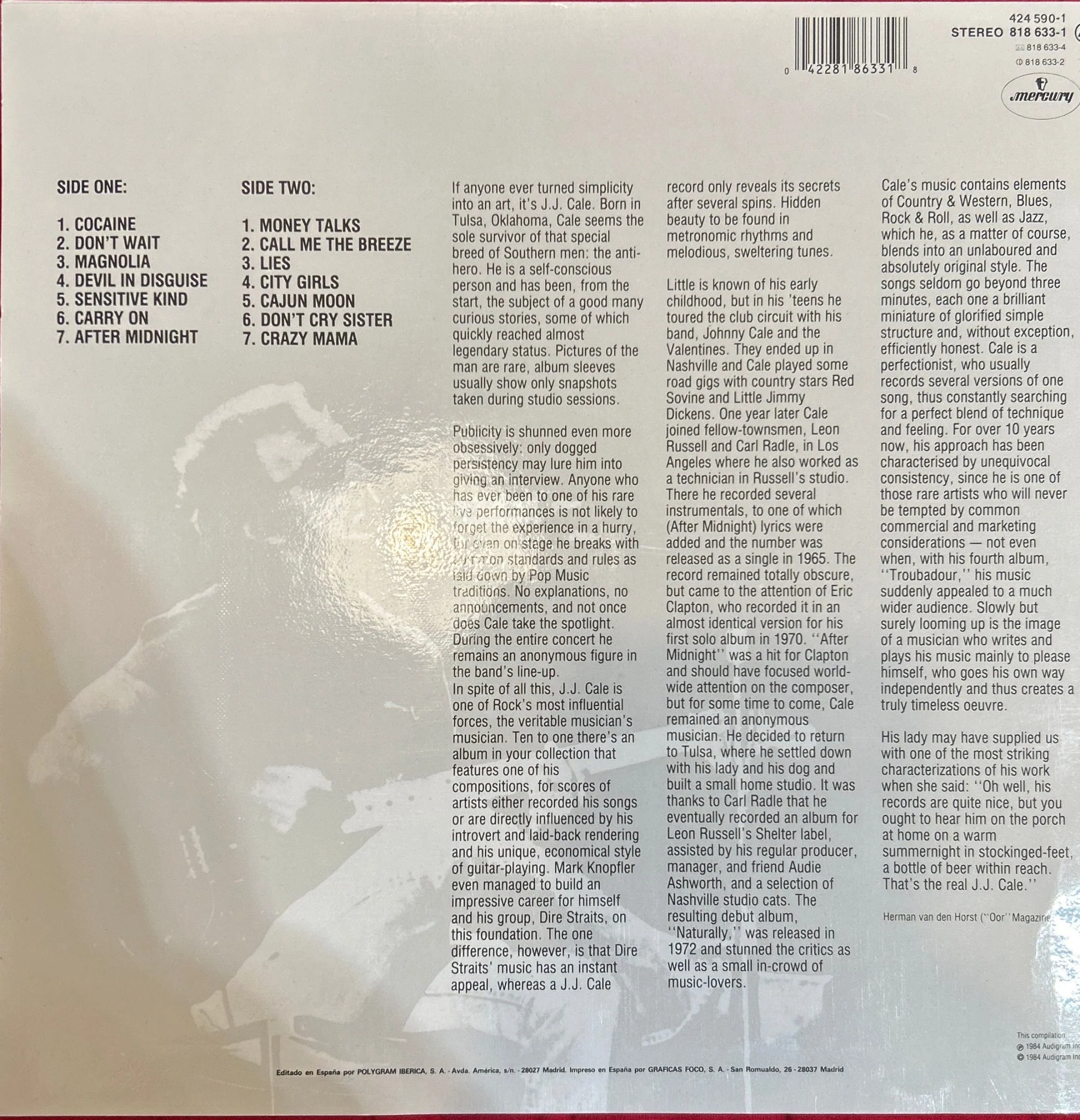 LP J.J. Cale ‎– Special Edition 2ª Mano - Image 2