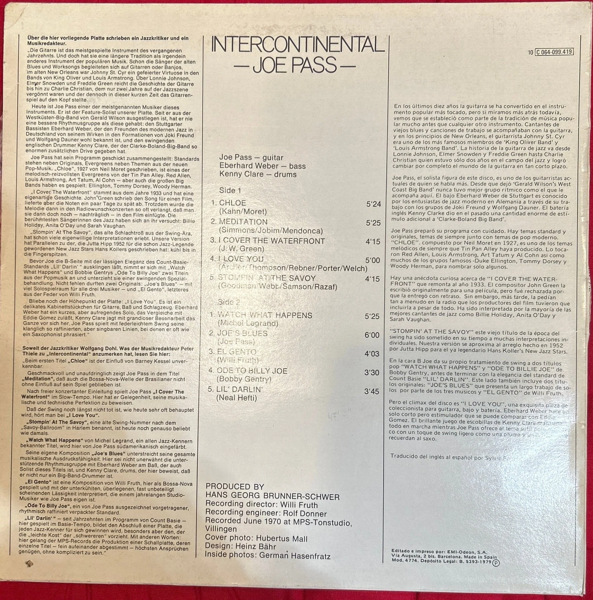 LP Joe Pass ‎– Intercontinental 2ª Mano - Image 2