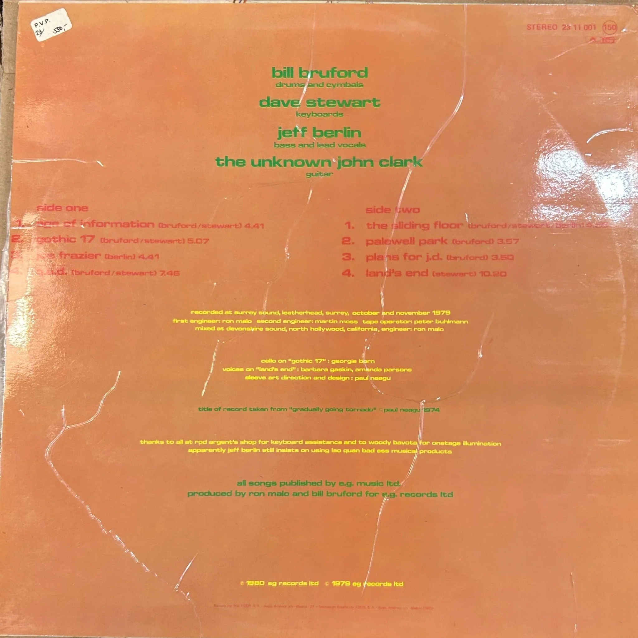 LP Bruford ‎– Gradually Going Tornado 2ª Mano - Image 2