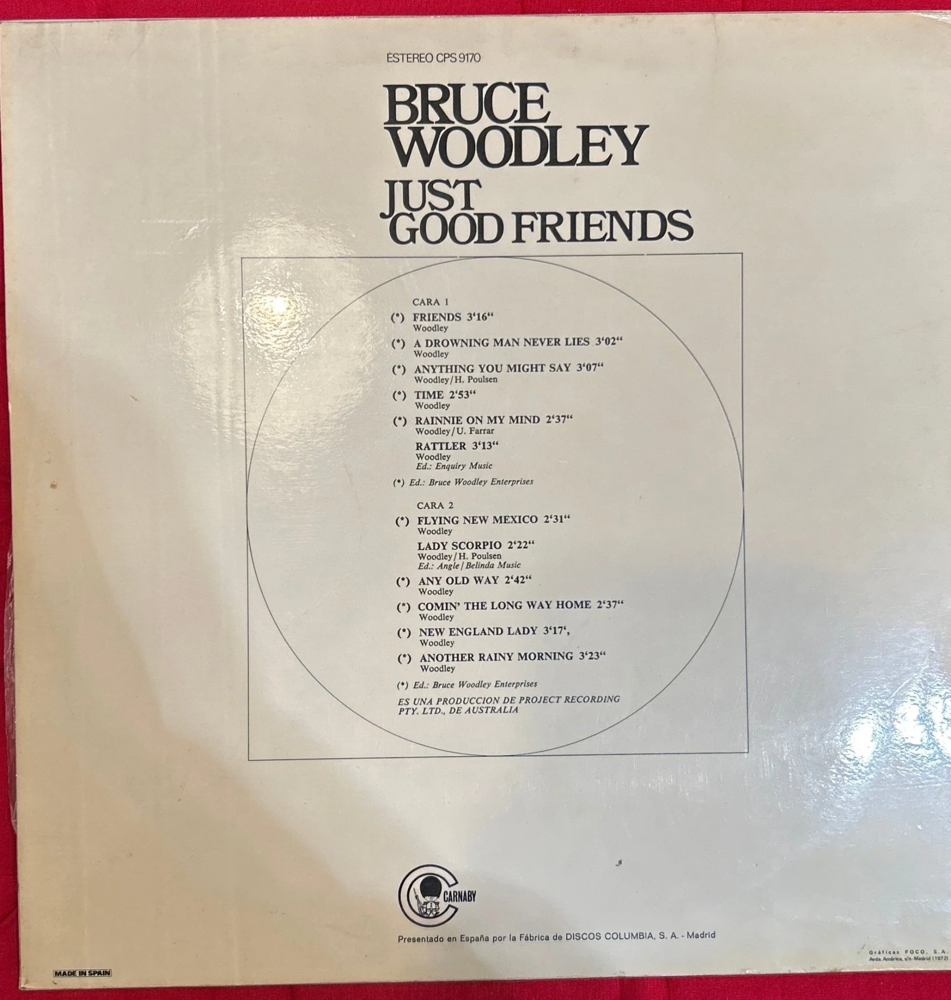 LP Bruce Woodley ‎– Just Good Friends 2ª Mano - Image 2