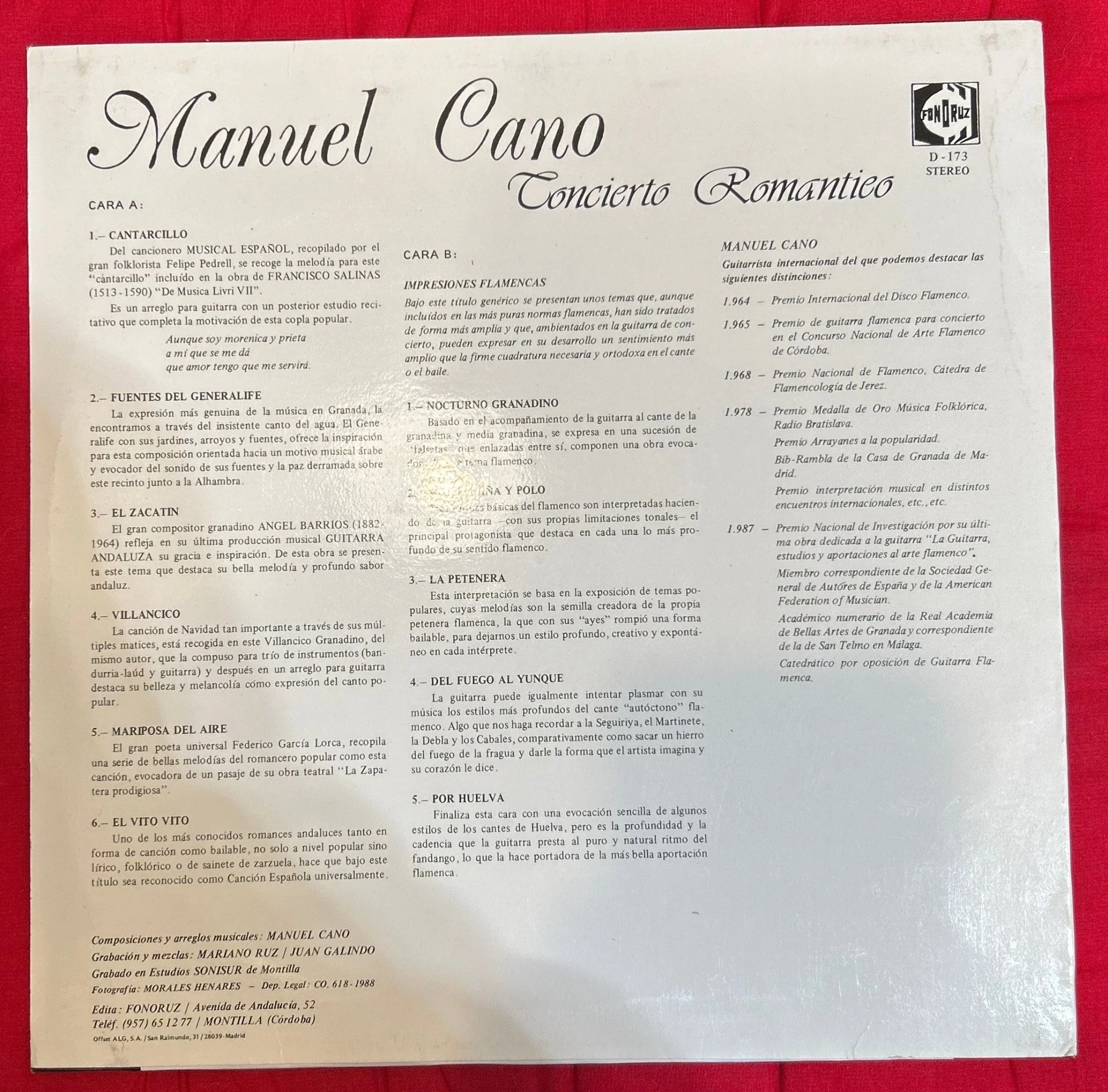 LP Manuel Cano ‎– Concierto Romántico 2ª Mano - Image 2