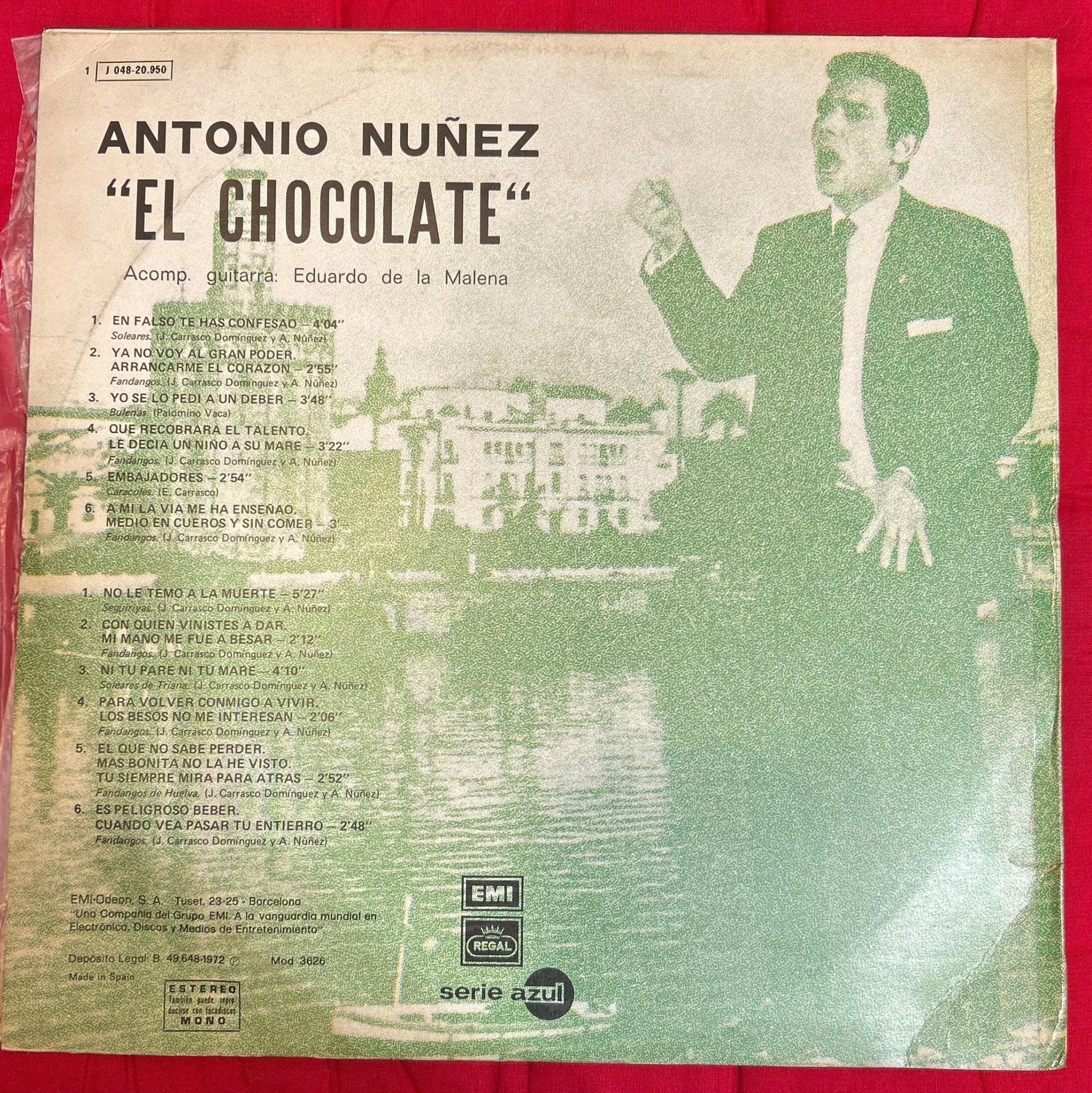 LP Antonio Núñez "El Chocolate" ‎– El Cante De: Antonio Núñez “El Chocolate” 2ª Mano - Image 2