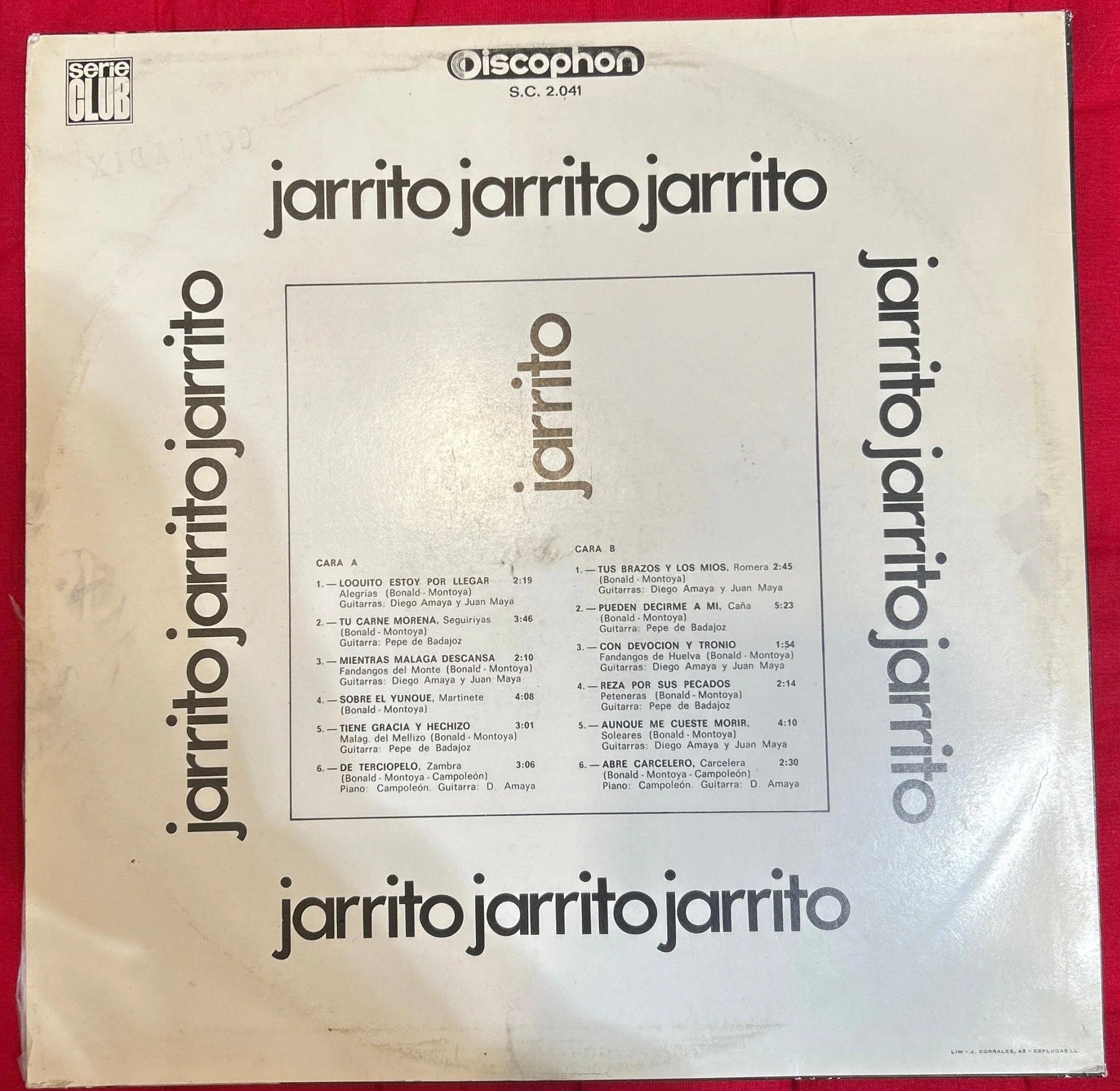 LP Jarrito ‎– Cante flamenco 2ª Mano - Image 2