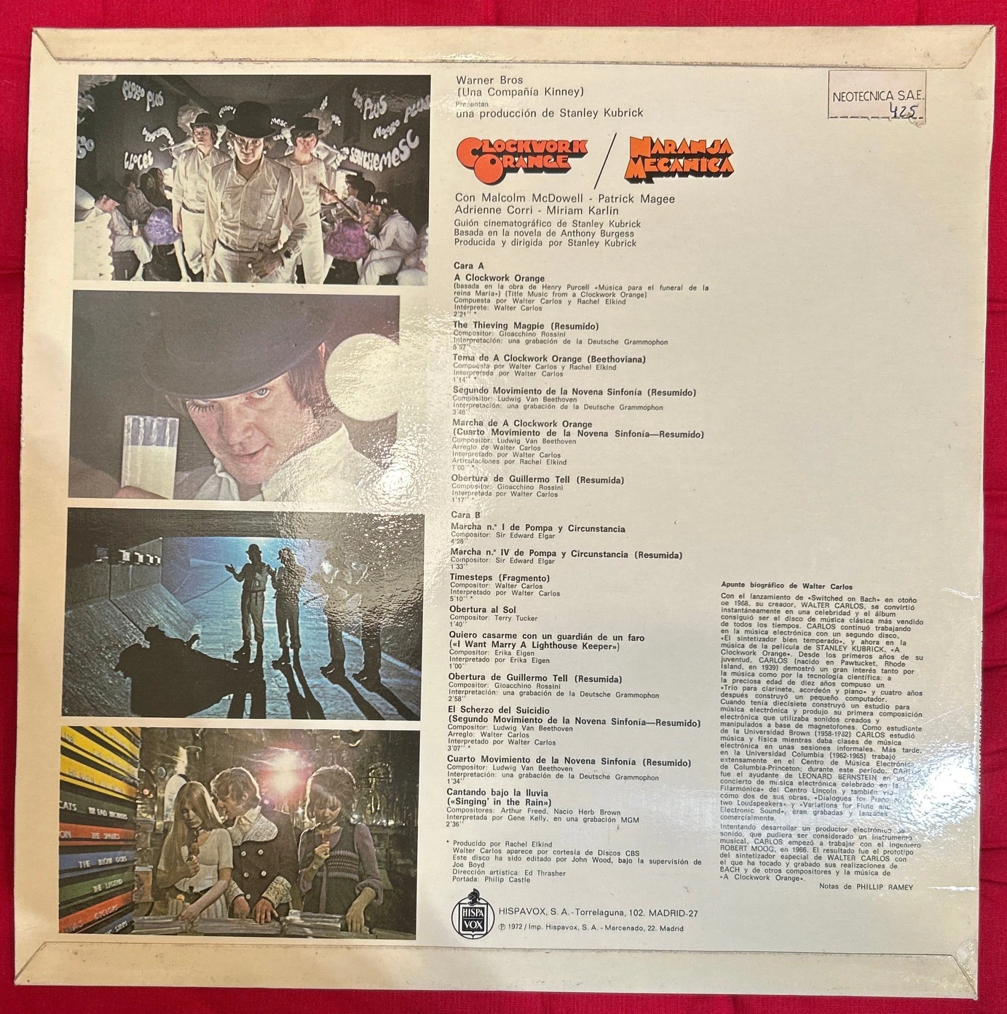 LP Banda Sonora ‎– Naranja Mecanica = Clockwork Orange  2ª Mano - Image 2